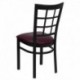MFO Black Window Back Metal Restaurant Chair - Burgundy Vinyl Seat