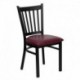 MFO Black Vertical Back Metal Restaurant Chair - Burgundy Vinyl Seat