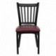 MFO Black Vertical Back Metal Restaurant Chair - Burgundy Vinyl Seat