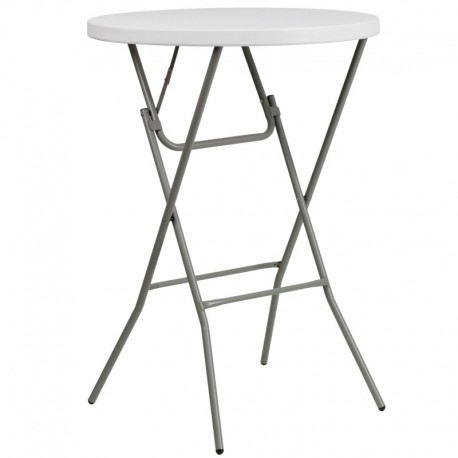 MFO 32'' Round Granite White Plastic Bar Height Folding Table