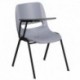 MFO Gray Ergonomic Shell Chair with Right Handed Flip-Up Tablet Arm