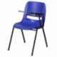 MFO Blue Ergonomic Shell Chair with Left Handed Flip-Up Tablet Arm