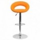 MFO Contemporary Orange Vinyl Rounded Back Adjustable Height Bar Stool with Chrome Base