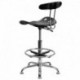 MFO Vibrant Black and Chrome Drafting Stool with Tractor Seat