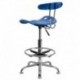 MFO Vibrant Bright Blue and Chrome Drafting Stool with Tractor Seat