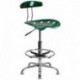 MFO Vibrant Green and Chrome Drafting Stool with Tractor Seat