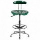 MFO Vibrant Green and Chrome Drafting Stool with Tractor Seat