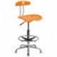 MFO Vibrant Orange and Chrome Drafting Stool with Tractor Seat