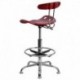 MFO Vibrant Wine Red and Chrome Drafting Stool with Tractor Seat
