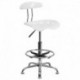 MFO Vibrant White and Chrome Drafting Stool with Tractor Seat