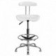 MFO Vibrant White and Chrome Drafting Stool with Tractor Seat