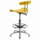 MFO Vibrant Orange-Yellow and Chrome Drafting Stool with Tractor Seat