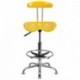 MFO Vibrant Orange-Yellow and Chrome Drafting Stool with Tractor Seat