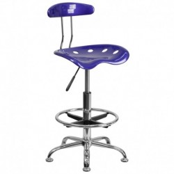 MFO Vibrant Deep Blue and Chrome Drafting Stool with Tractor Seat