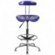MFO Vibrant Deep Blue and Chrome Drafting Stool with Tractor Seat