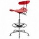 MFO Vibrant Red and Chrome Drafting Stool with Tractor Seat