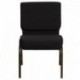 MFO 21'' Extra Wide Black Dot Patterned Fabric Stacking Church Chair with 4'' Thick Seat - Gold Vein Frame