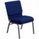 MFO 21'' Extra Wide Navy Blue Fabric Stacking Church Chair with 4'' Thick Seat - Silver Vein Frame