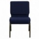 MFO 21'' Extra Wide Navy Blue Dot Patterned Fabric Stacking Church Chair with 4'' Thick Seat - Gold Vein Frame