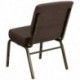 MFO 21'' Extra Wide Brown Fabric Stacking Church Chair with 4'' Thick Seat - Gold Vein Frame