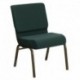 MFO 21'' Extra Wide Hunter Green Dot Patterned Fabric Stacking Church Chair with 4'' Thick Seat - Gold Vein Frame