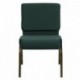 MFO 21'' Extra Wide Hunter Green Dot Patterned Fabric Stacking Church Chair with 4'' Thick Seat - Gold Vein Frame