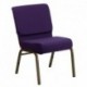 MFO 21'' Extra Wide Royal Purple Fabric Stacking Church Chair with 4'' Thick Seat - Gold Vein Frame