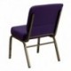 MFO 21'' Extra Wide Royal Purple Fabric Stacking Church Chair with 4'' Thick Seat - Gold Vein Frame