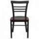 MFO Black Ladder Back Metal Restaurant Chair - Mahogany Wood Seat