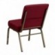 MFO 21'' Extra Wide Burgundy Fabric Stacking Church Chair with 4'' Thick Seat - Gold Vein Frame