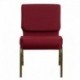 MFO 21'' Extra Wide Burgundy Fabric Stacking Church Chair with 4'' Thick Seat - Gold Vein Frame