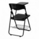 MFO Black Plastic Chair with Left Handed Tablet Arm and Book Basket