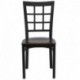 MFO Black Window Back Metal Restaurant Chair - Mahogany Wood Seat