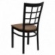 MFO Black Window Back Metal Restaurant Chair - Cherry Wood Seat