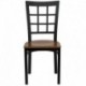 MFO Black Window Back Metal Restaurant Chair - Cherry Wood Seat