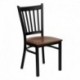 MFO Black Vertical Back Metal Restaurant Chair - Cherry Wood Seat