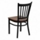 MFO Black Vertical Back Metal Restaurant Chair - Cherry Wood Seat