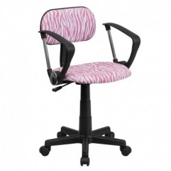 MFO Pink and White Zebra Print Computer Chair with Arms