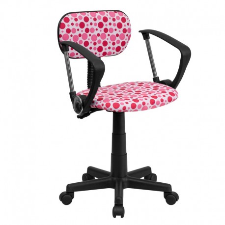 MFO Pink Dot Printed Computer Chair with Arms