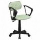 MFO Green and White Zebra Print Computer Chair with Arms