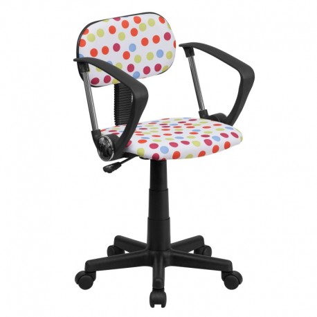 MFO Multi-Colored Dot Printed Computer Chair with Arms