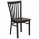 MFO Black School House Back Metal Restaurant Chair - Mahogany Wood Seat