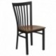 MFO Black School House Back Metal Restaurant Chair - Cherry Wood Seat