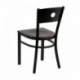 MFO Black Circle Back Metal Restaurant Chair - Mahogany Wood Seat