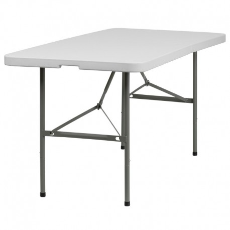 MFO 30''W x 60''L Bi-Fold Granite White Plastic Folding Table