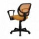 MFO Mid-Back Orange Mesh Task Chair and Computer Chair with Arms