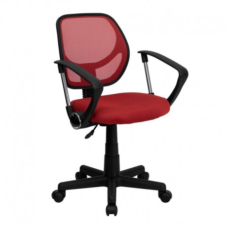 MFO Mid-Back Red Mesh Task Chair and Computer Chair with Arms