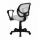 MFO Mid-Back White Mesh Task Chair and Computer Chair with Arms