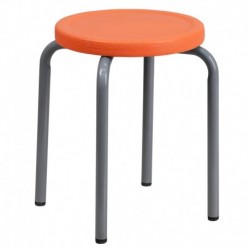 MFO Stackable Stool with Orange Seat and Silver Powder Coated Frame