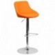 MFO Contemporary Orange Vinyl Bucket Seat Adjustable Height Bar Stool with Chrome Base